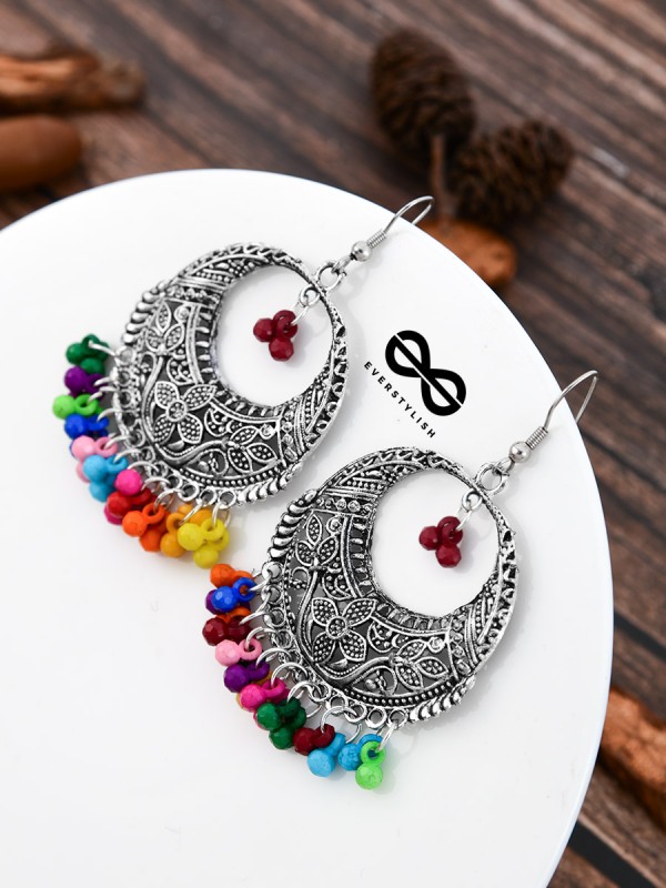 The Nature Motifs (Multicolour) - Oxidised Boho Earrings