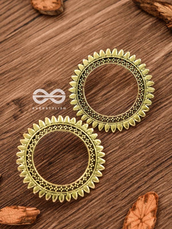 The Bohemian Sun - Oxidised Boho Earrings (Golden)