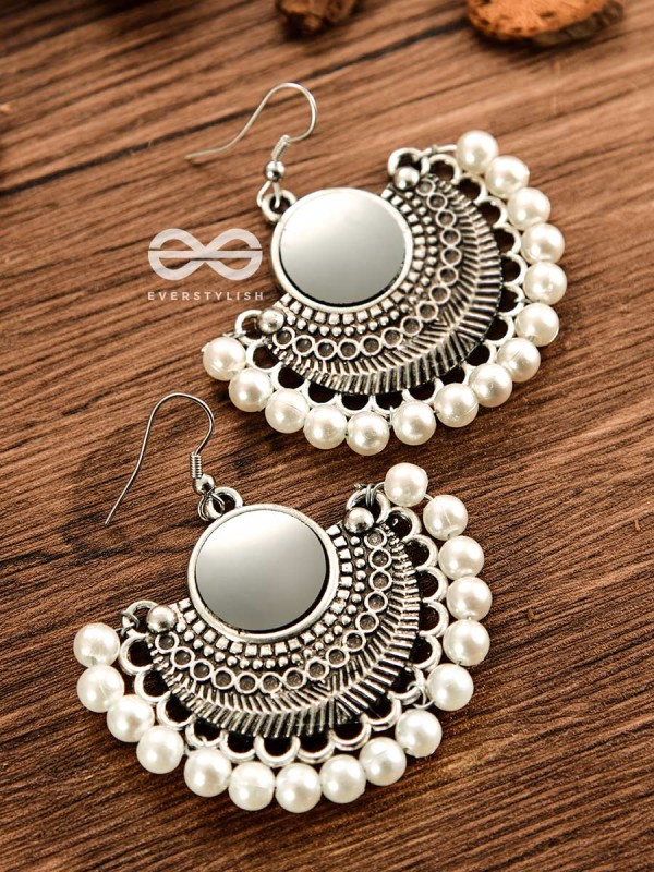 The Elegant Tribals - White - Oxidised Boho Earrings