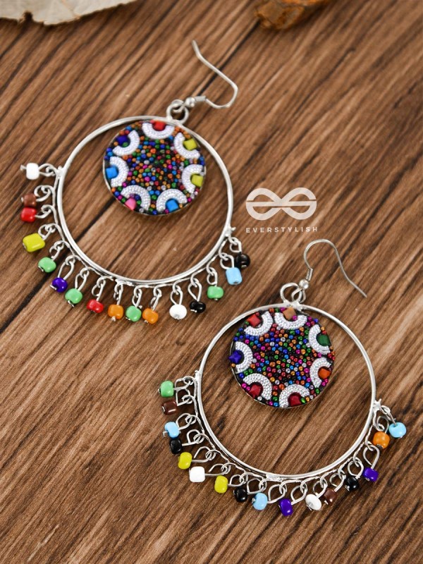 Colour Me Crazy - Oxidised Boho Earrings - Silver