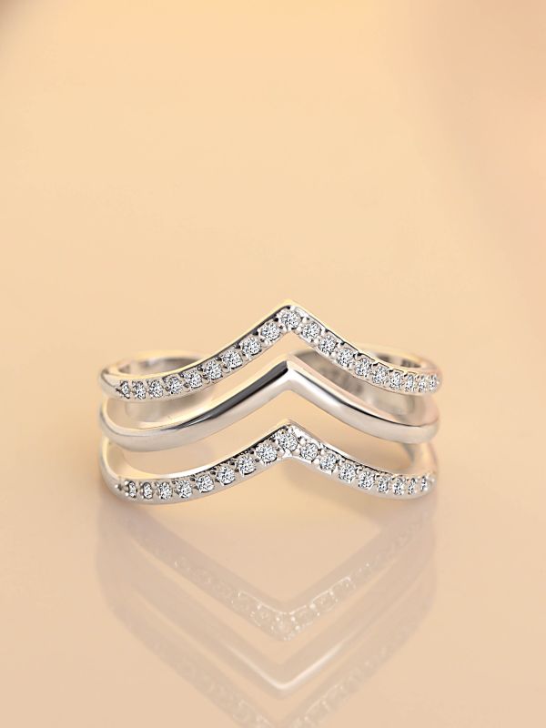 Leslie's Layered CZ Adjustable Ring (Silverette)