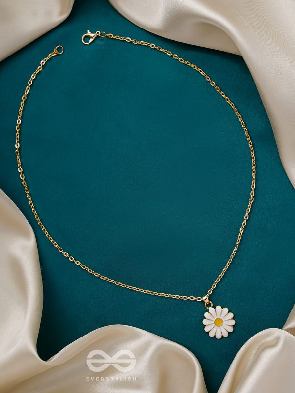 The White Dahlia- Golden Embellished Necklace With Anti-Tarnish Coating 