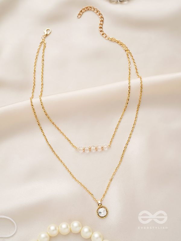 The Diamond Lane- Golden Embellished Necklace With Anti-Tarnish Coating 