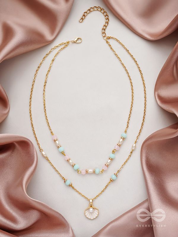 The Sea-Nic Beauty- Golden Embellished Necklace With Anti-Tarnish Coating 