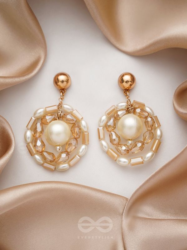 Run Rings Round- Golden Embellished Earrings