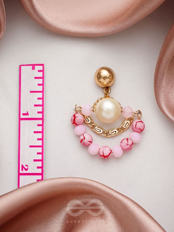 The Pink Moon- Golden Embellished Earrings