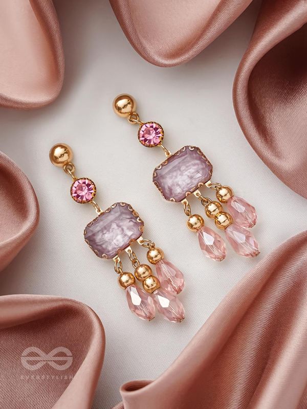 The Drip Painting- Golden Embellished Earrings