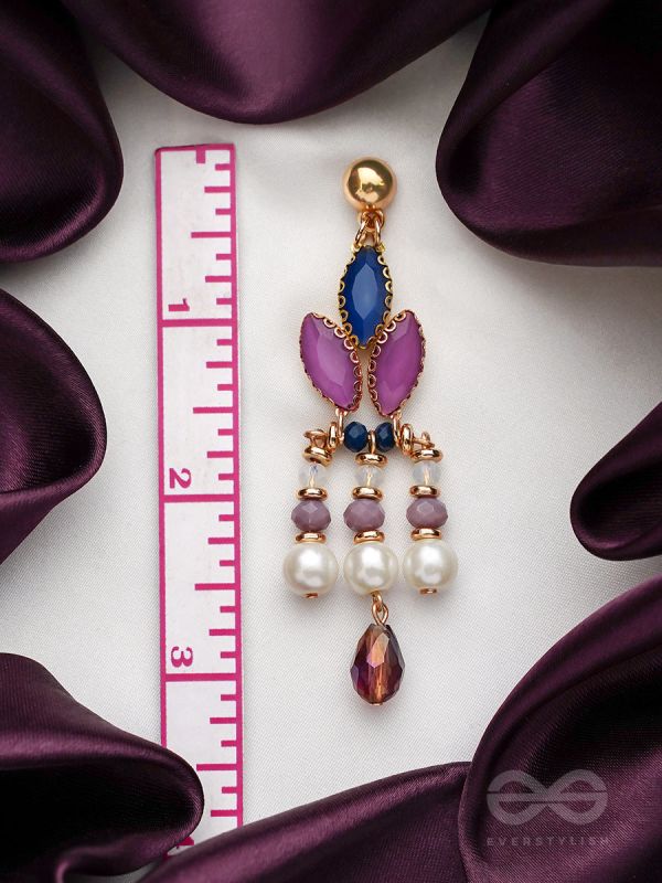 The Purple Heart- Golden Embellished Earrings