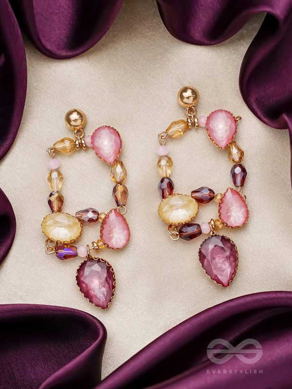 The Wine Garden- Golden Embellished Earrings