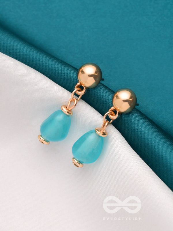 Sea n Sky- Golden Embellished Earrings