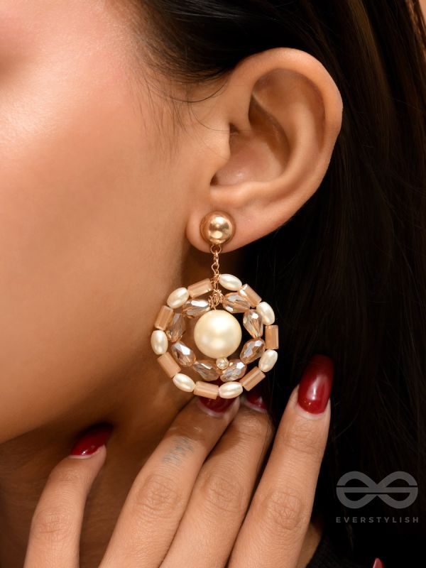 Run Rings Round- Golden Embellished Earrings