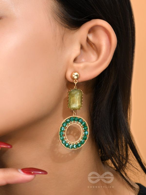 The Geometric Timestoppers- Golden Embellished Earrings