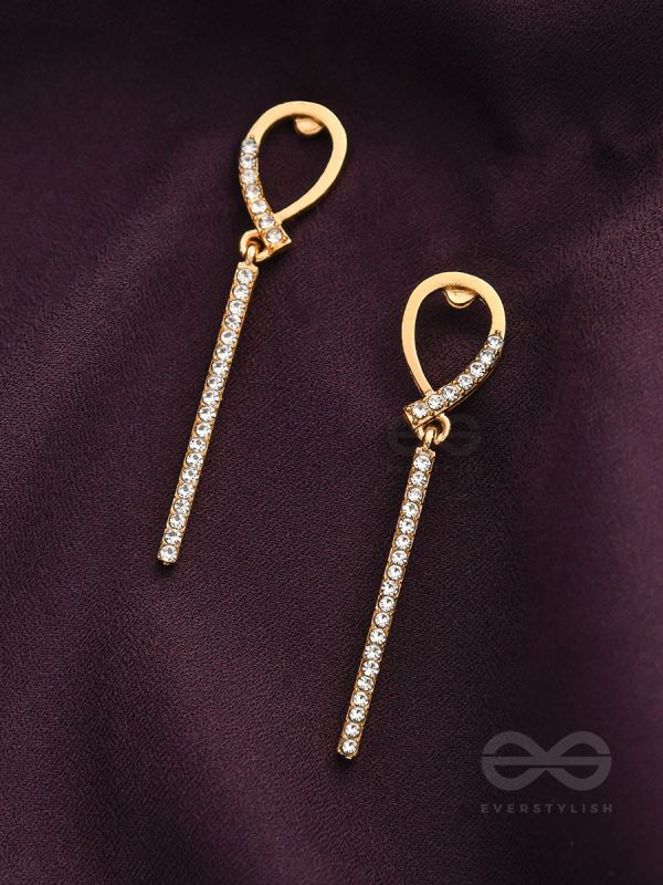 Gems on a stick Golden Dangler Earrings 