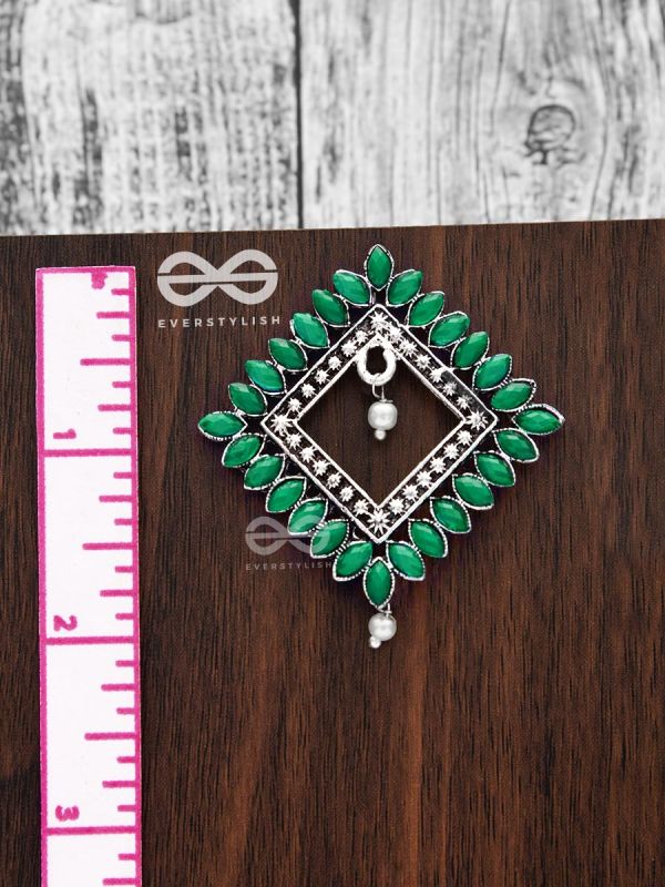 The Elegance Squared Studs (Emerald Green)- Embellished Oxidised Collection