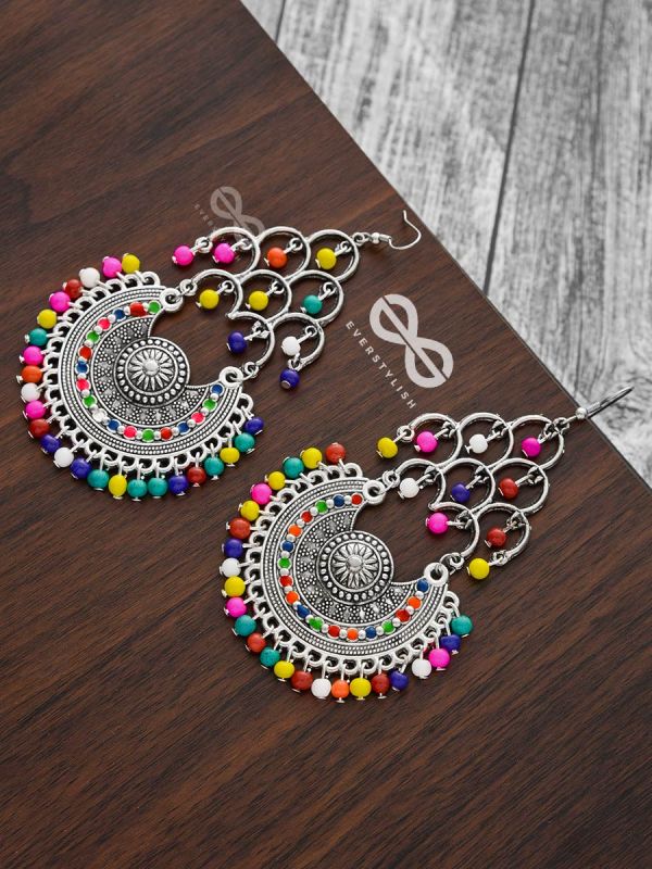 A Playful Splash of Colours - Oxidised Boho Danglers