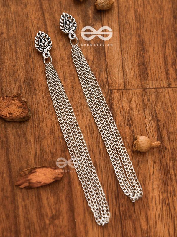 The Intricate Leaf - Chain-Tasseled Boho Earrings