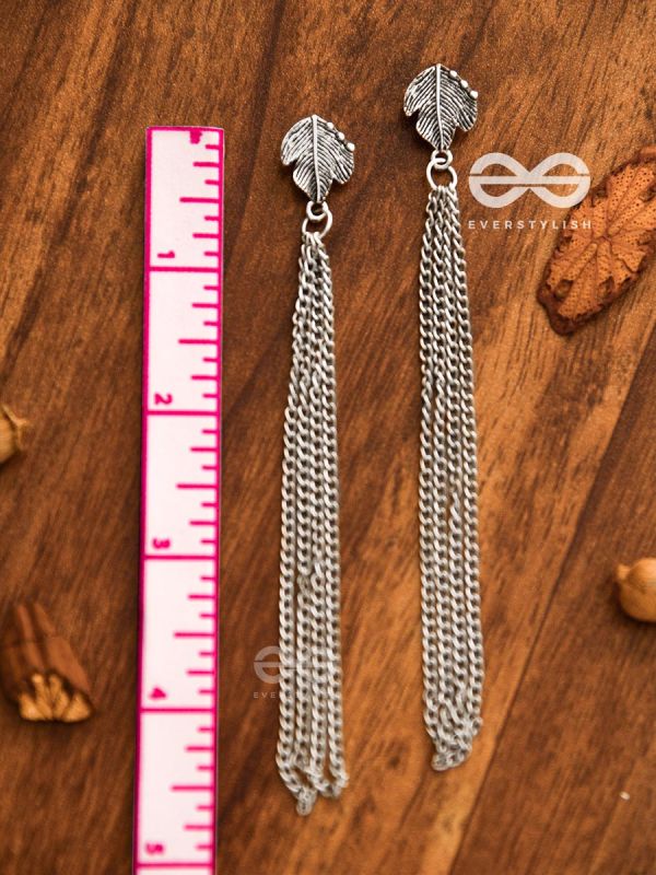 The Winter Leaf - Chain-Tasseled Boho Earrings