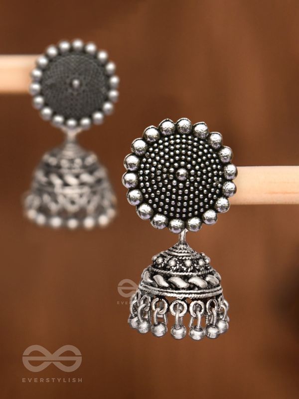 The Little Boho Button Jhumkis - Tiny Trinket Earrings