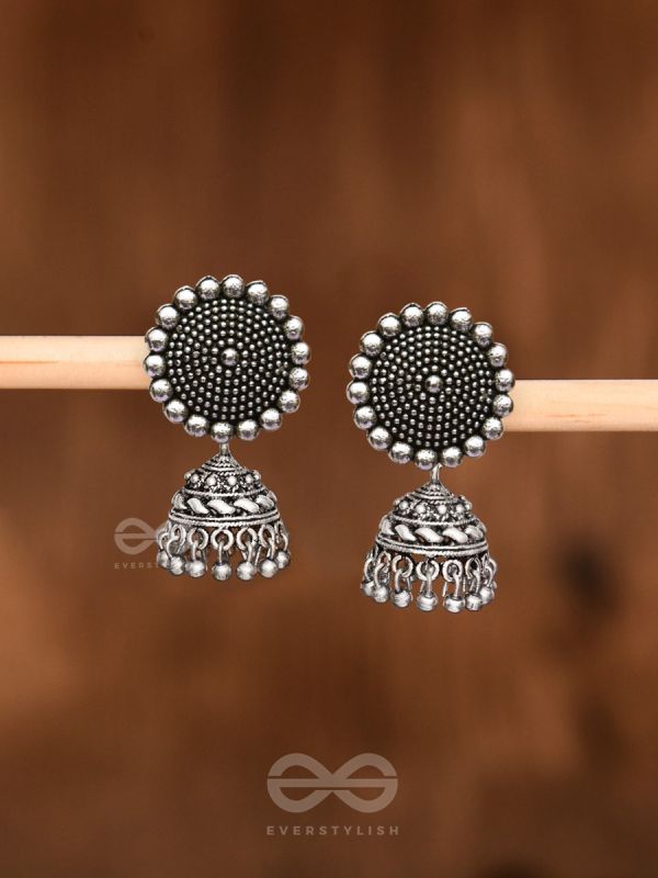 The Little Boho Button Jhumkis - Tiny Trinket Earrings