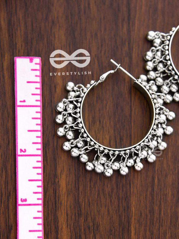 The Playful Elegance - Boho Hoop Earrings (Silver)