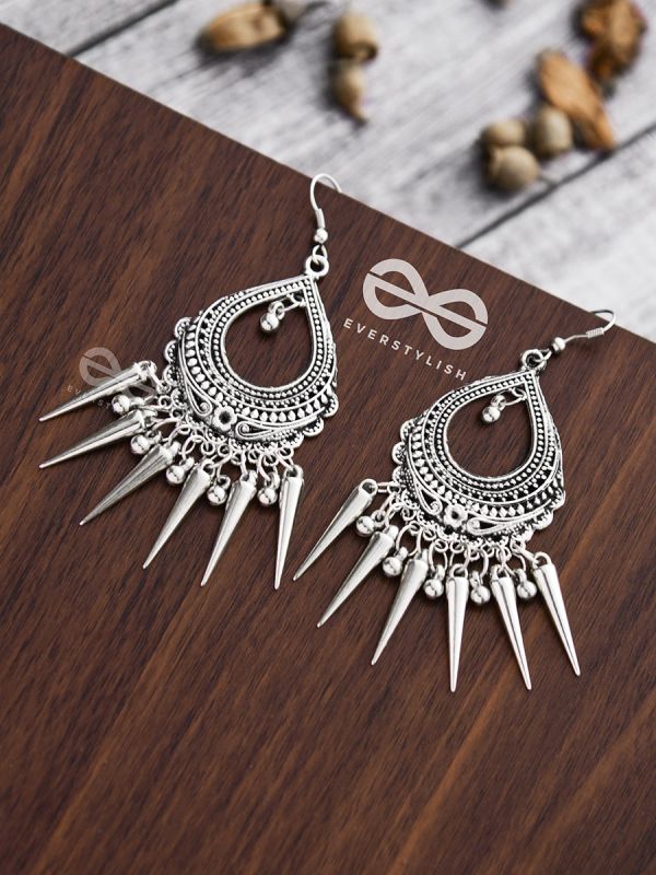 The Vintage Motif Ferns - Oxidised Boho Earrings