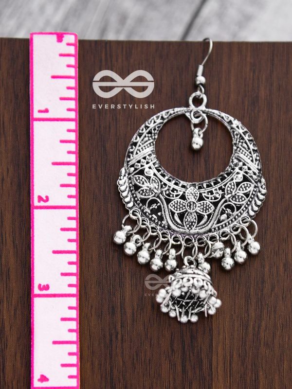 The Nature Motif Jhumkis - Oxidised Boho Earrings