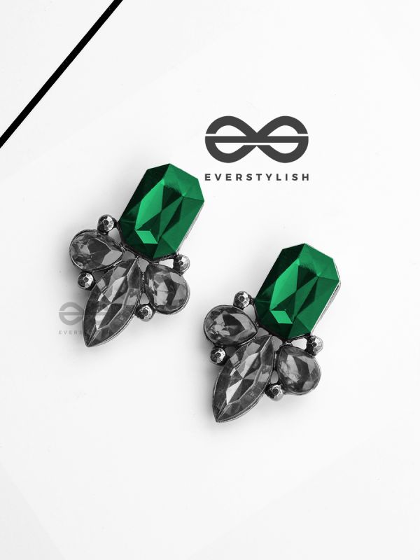 The Elegant Embellished Green Studs