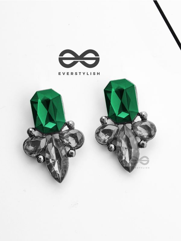 The Elegant Embellished Green Studs