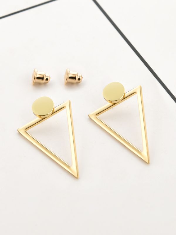 The Elegant Golden Triangle Ear Jackets 