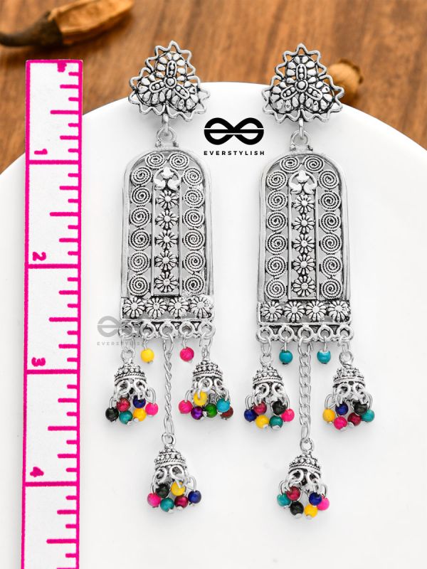 The Bohemian Fantasy - Triple Jhumki Earrings (Multicolour)