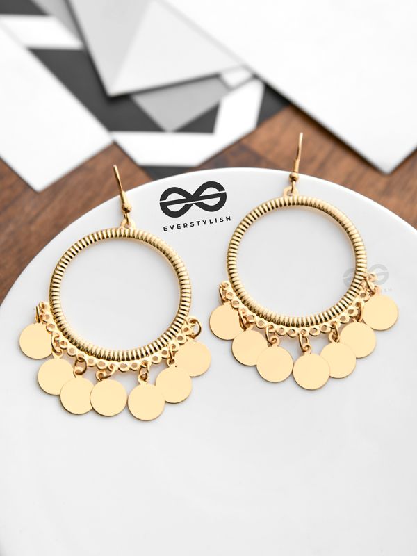The Circular Charm Danglers - The Golden Charm Collection