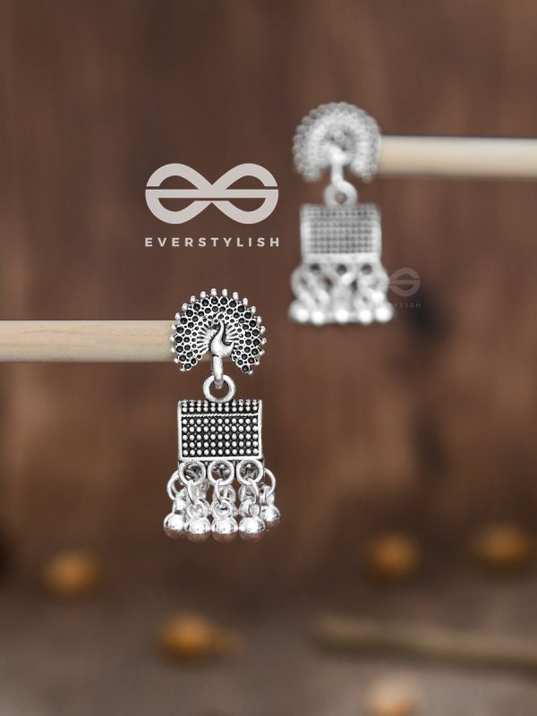 The Fanning Peacock Cylindrical Jhumkis - Tiny Trinket Collection