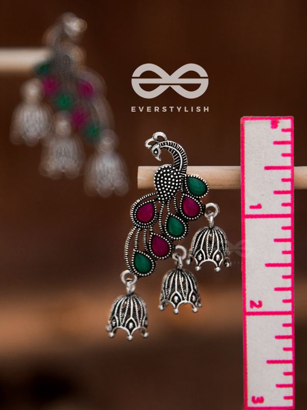 The Embellished Intricate Peacock Triple jhumkis