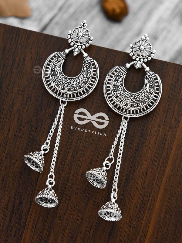 The Double Dangling Motif Moon Jhumkis