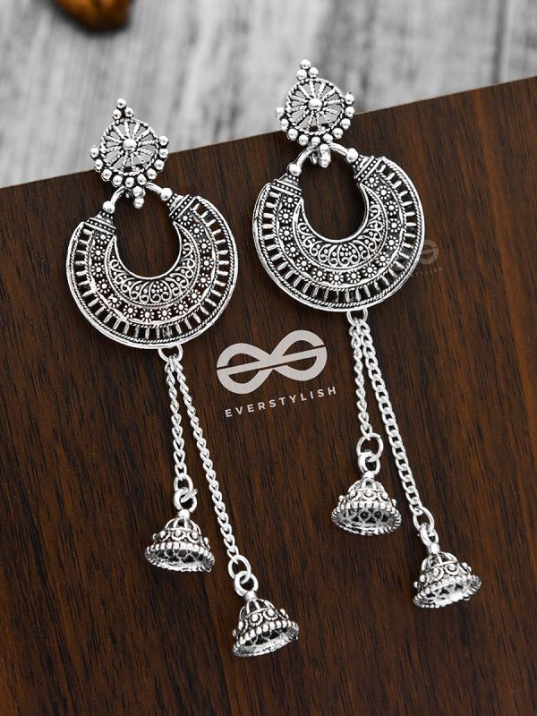 The Double Dangling Motif Moon Jhumkis