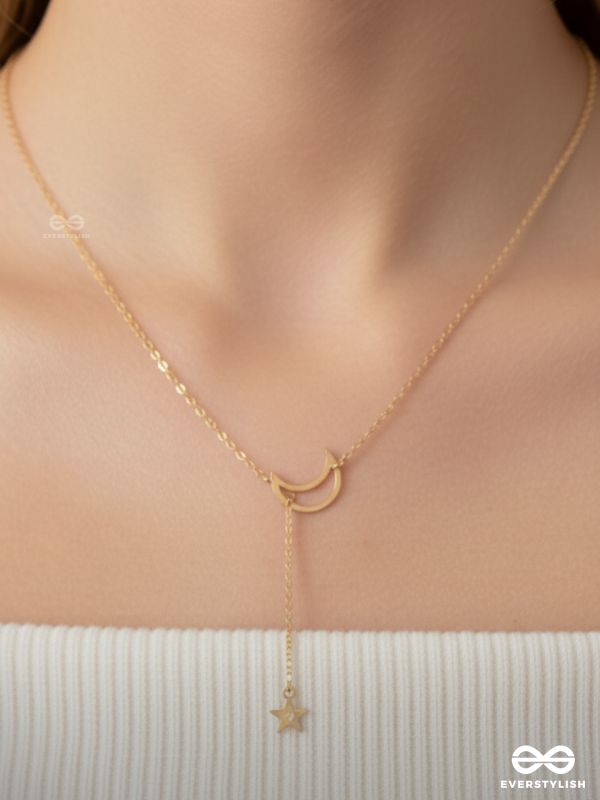 Wrapped In The Night-Sky - Golden Neckpiece With Anti-Tarnish Coating 