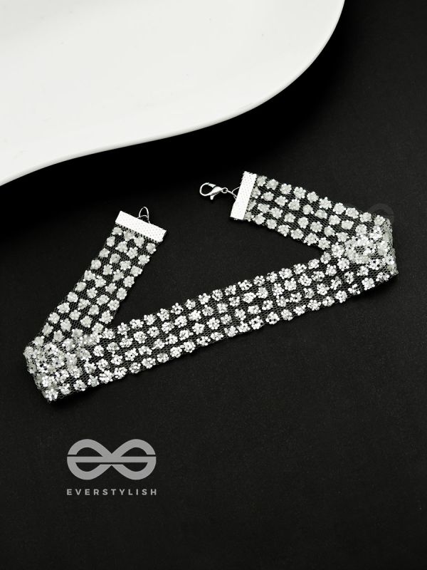Shimmer on My Neck - Statement Silver Choker