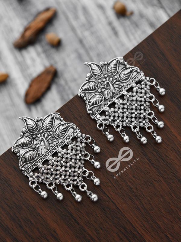 The Fanning Peacock Criss-Cross Statement Earrings