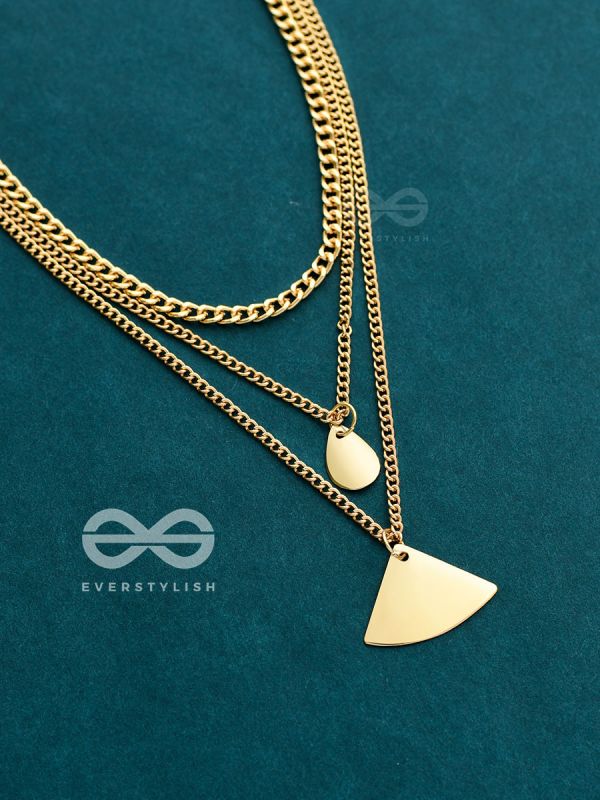 The Elegant Curves  - Golden Triple Layered Statement Neckpiece