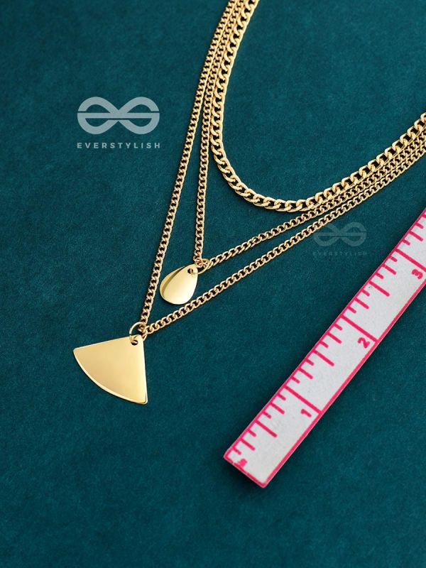 The Elegant Curves  - Golden Triple Layered Statement Neckpiece