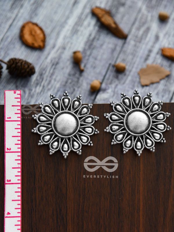 The Bohemian Sun Studs - Oxidised Boho Earrings