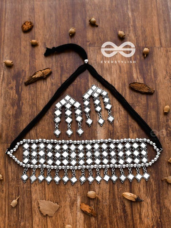 A Statement in Bohemian Elegance - Mirror Choker Set