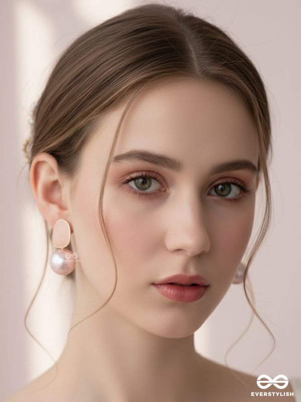 The Mesmerisingly Chic Statement Makers- Enamelled Pearl Earrings (Blush Pink)