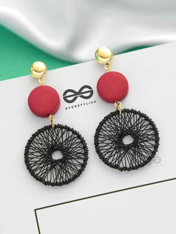 The Chic Woven Chakras (Black) - Statement Dangler Earrings