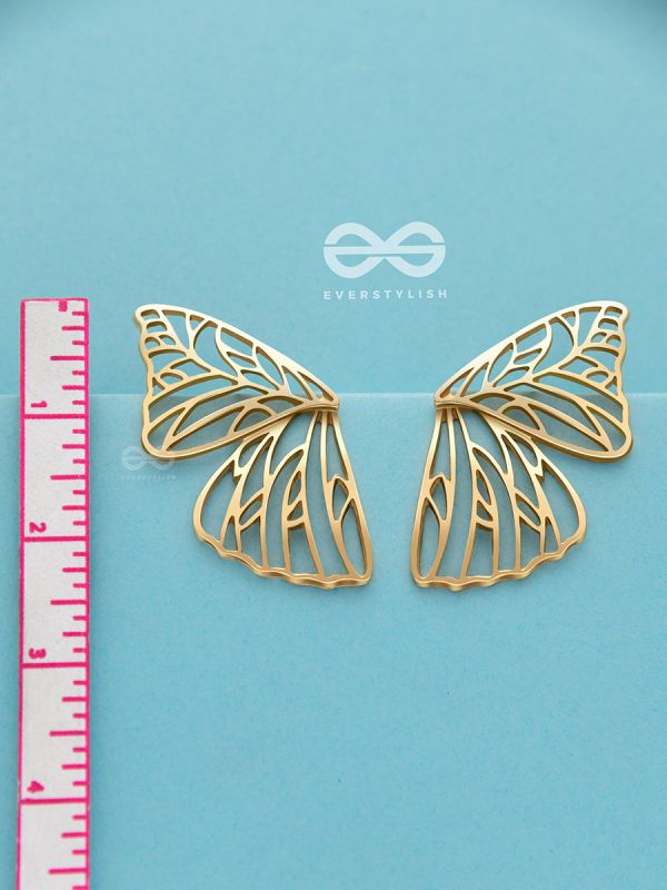 The Glorious Butterflies - Golden Statement Stud Earrings