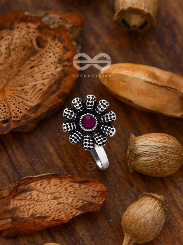 The Floral Fantasy - Embellished Non-pierced Nosepin (Ruby Red)