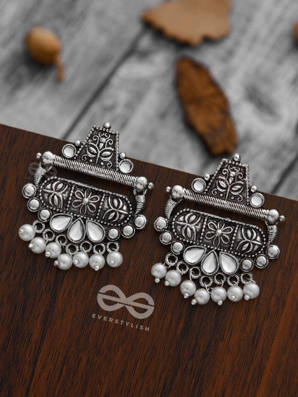 The Boho chic Intricate Embellished statement earrings (Fluid White)