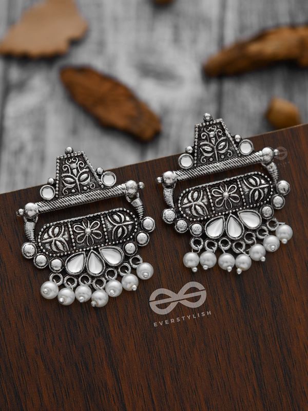 The Boho chic Intricate Embellished statement earrings (Fluid White)