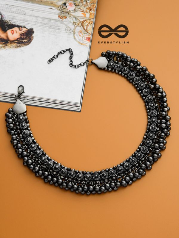 The Bohemian Classic - Oxidised Statement Necklace (Gun-Metal Black)