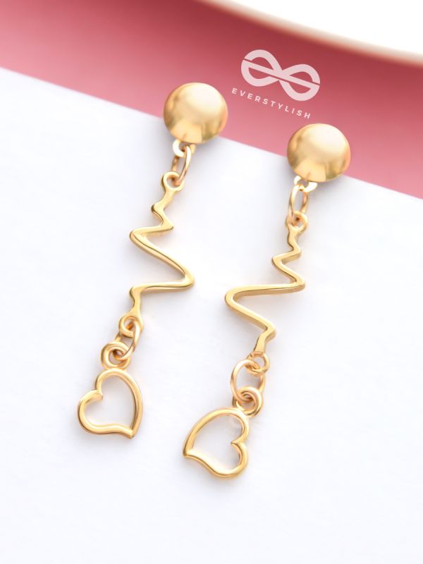 The Beating Hearts - Golden Statement Dangler Earrings